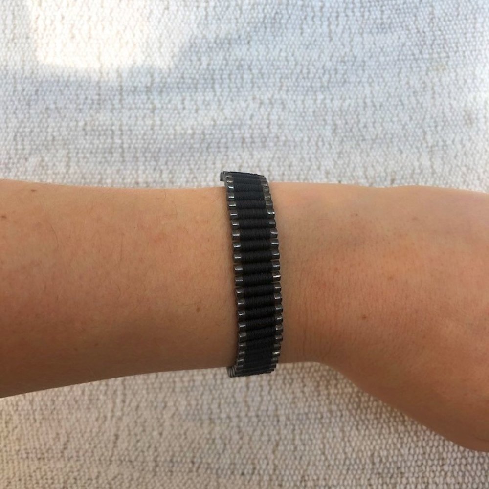 Links of London Silver and Black Woven Bracelet